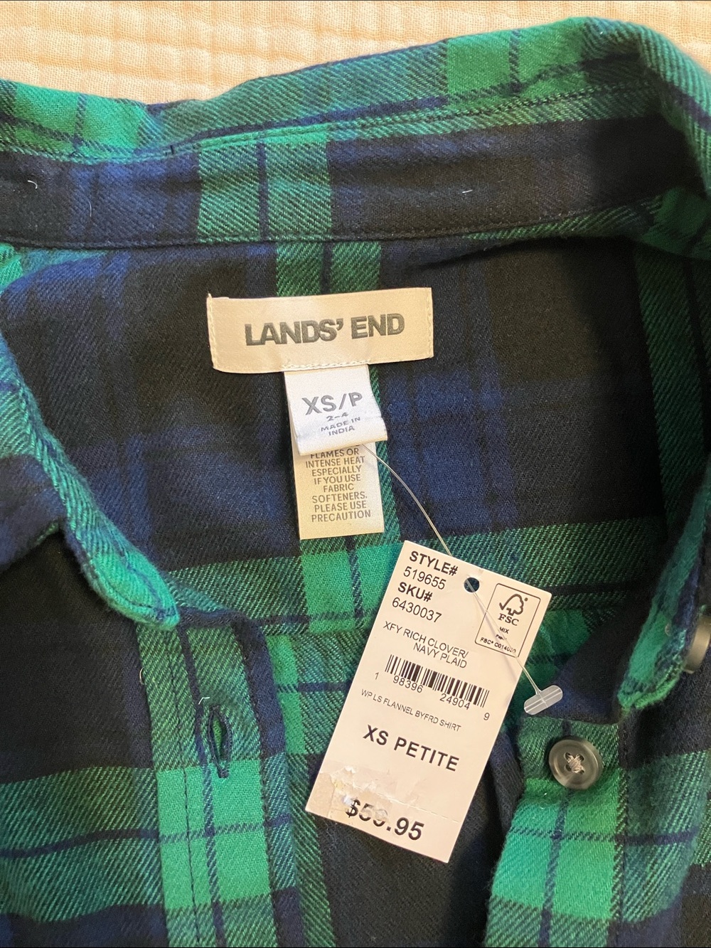 Lands' End Flannel Boyfriend Button-Down Shirt